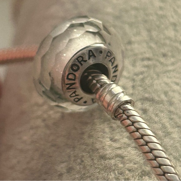 Pandora White Faceted Fascinating Glass Bead Charm - Picture 8 of 8